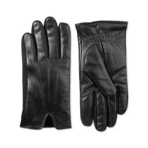 Isotoner Men's Sleek Heat Genuine Leather Touchscreen Tech Gloves: Medium